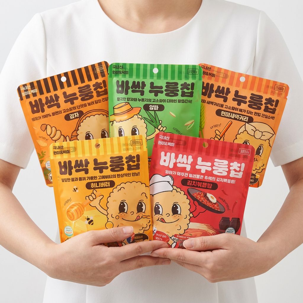 [국산안심재료] 국내산 쌀로 구운 바삭 누룽칩 맛있는 누룽지 현미 얇은 누룽지 칩 간식 5가지맛 혼합, 35g, 5개 - 상품 이미지