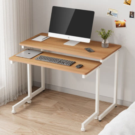 [해외]컴퓨터 책상 2단 보조 테이블 이동식 바퀴 달린 간이