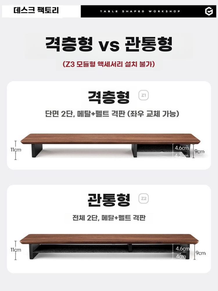 원목 모니터 받침대 월넛 상판 책상 정리 수납 거치대 흑호두 80cm 이미지 6
