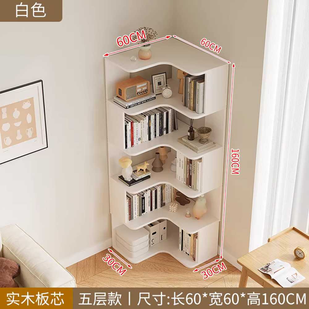 원목 코너 책장 디자인 책꽂이 원룸 DIY 거실 서재 60x60cm 5단/화이트 - 상세 이미지 5