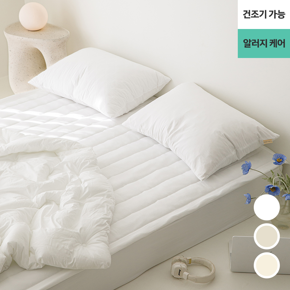 워싱해서 더 부드러운 완벽 알러지케어 M2 두툼한 누빔패드(건조기 가능, 뒷면밴딩, 라지킹 패드)