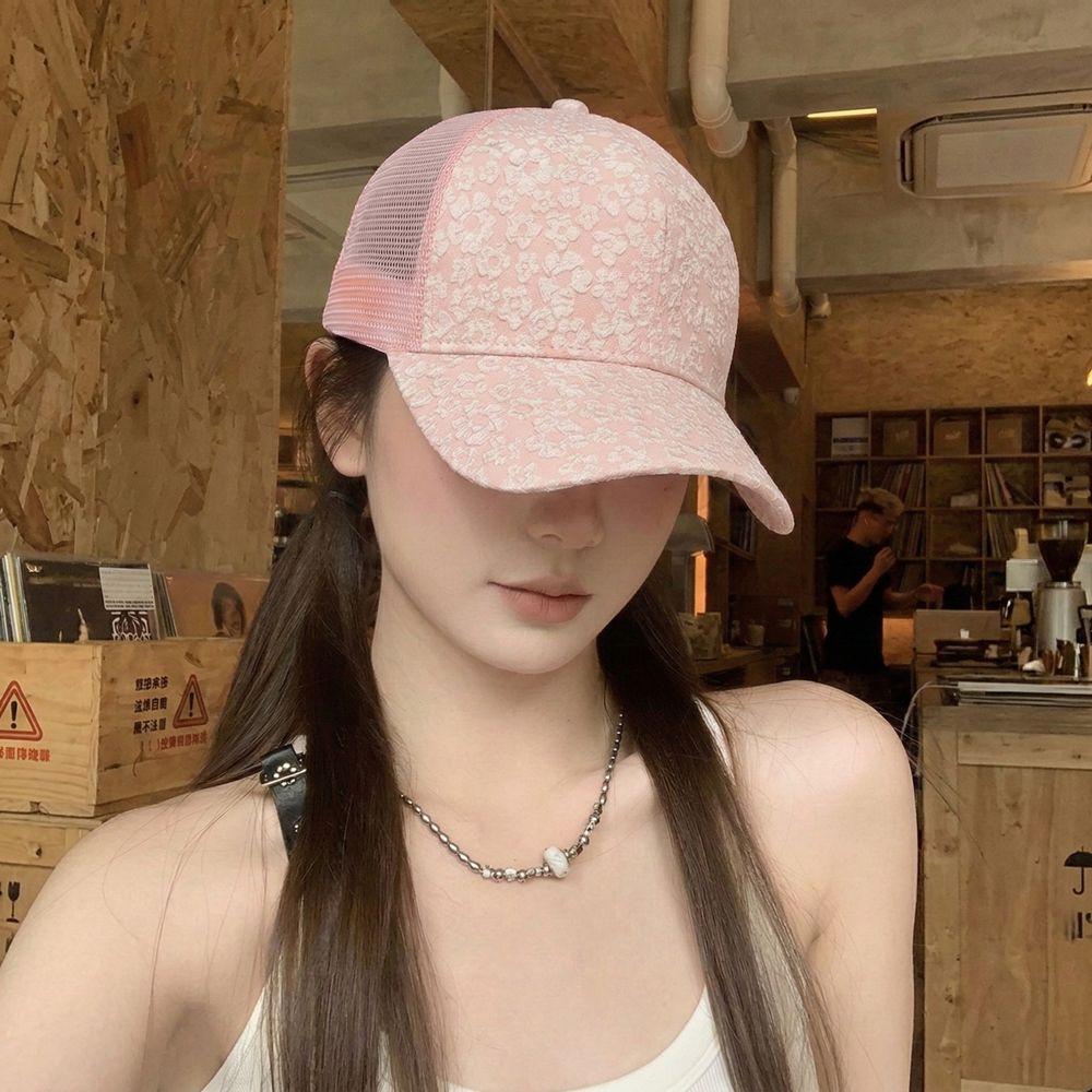 플라워 메쉬 볼캡 캡모자 자수 여성 데일리 여행 야외 햇빛가리개 이미지 7