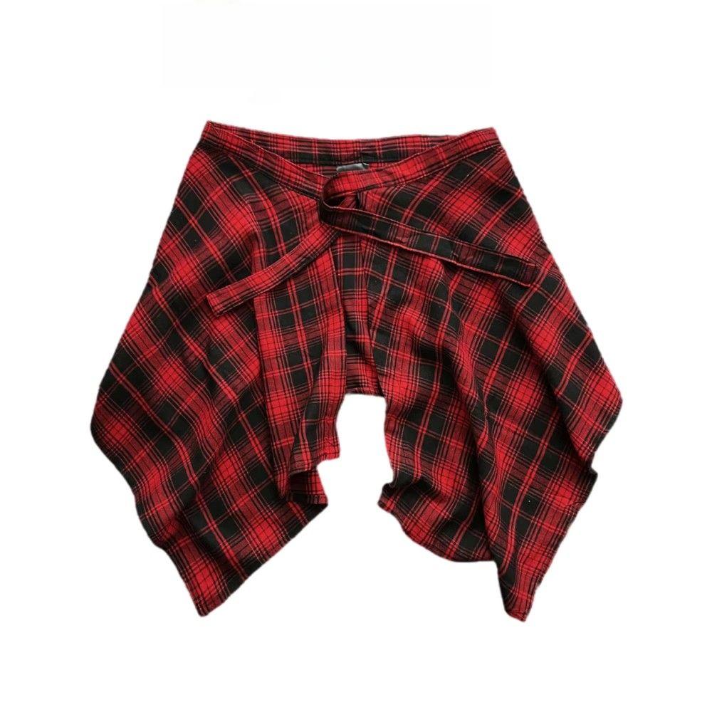 체크무늬 레이어드랩 스커트 남녀공용 앞치마 옐로우 플래드 135cm - 상세 이미지 5