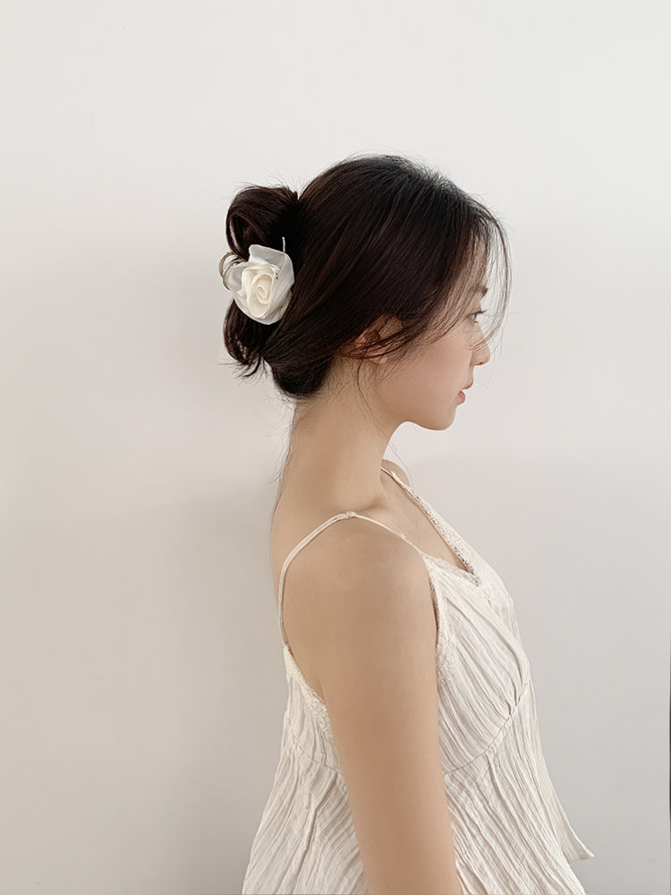 [자체제작/국내생산] 프레쉬 로즈 헤어클로 S - 메탈 장미꽃머리핀 꽃집게핀 백장미 장미삔 - 상세 이미지 3