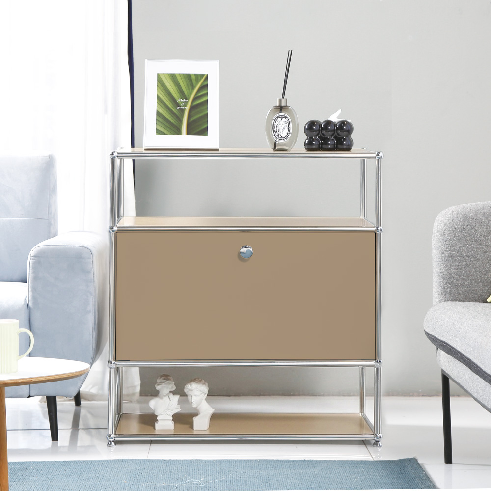 이가페 미드센츄리 모듈거실장 모노 1x3 더블플로어 수납장 770x400x810mm, 3단, 화이트 - 상세 이미지 5
