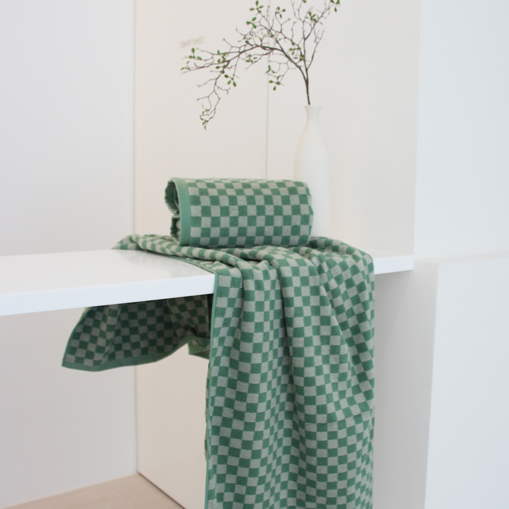 소프넬 선염 체커보드 바스 비치 타올 면 100% 450g 1p 130x70cm, 머스타드 - 상세 이미지 5