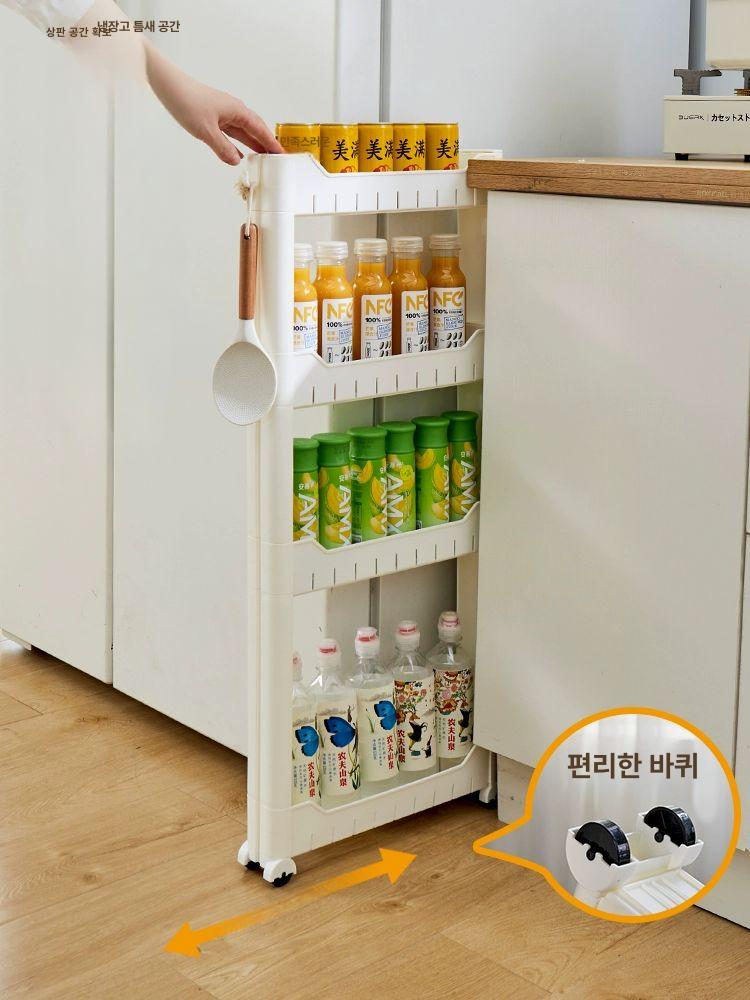 냉장고장 주방틈새수납장 틈새선반 보조주방 100 7cm 바퀴 포함 38 길이 75 3 높은형 - 상세 이미지 5