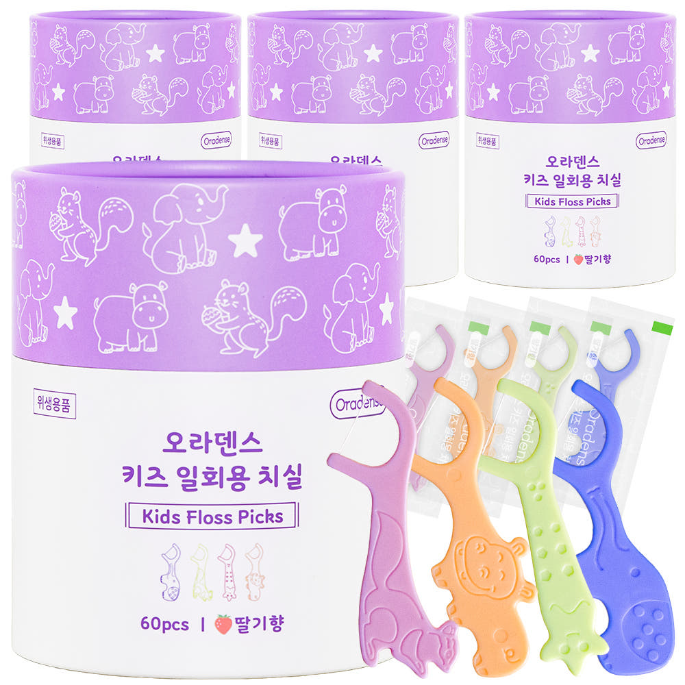 오라덴스 오라덴스 개별포장 키즈 일회용 치실 Y형 60개입 4개