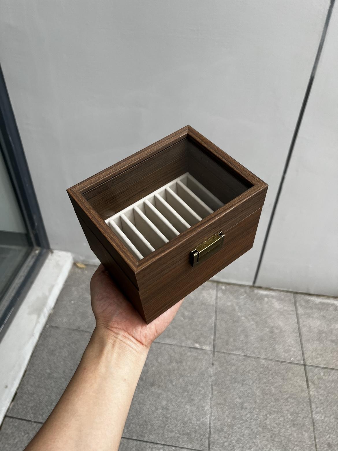 귀금속 보관함 50개 자개 견고한 보석함 월넛 소형 (소형) 월넛우드 패턴 팔찌 보관함 - 상세 이미지 5