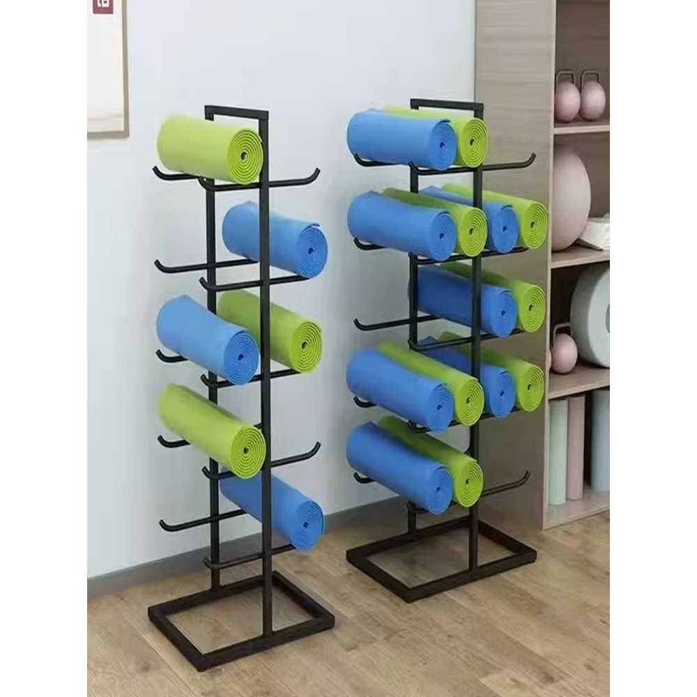 요가매트 거치대 보관함 철제 수납 진열대 운동기구 60x40x130cm 2단 /블랙 - 상세 이미지 2