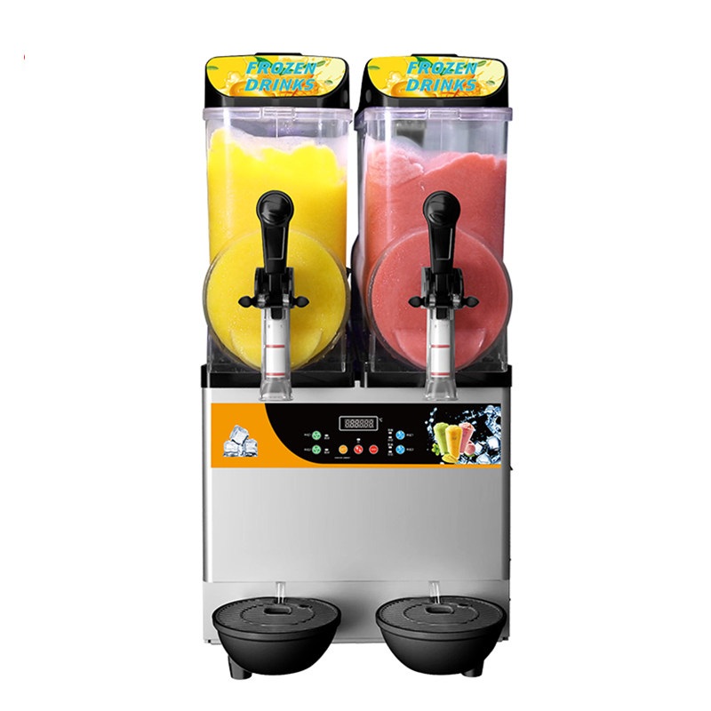 슬러시기계 스무디 살얼음 업소용 매장용 2구 대용량 스테인리스 바디 PC 투명 용기 - 상품 이미지