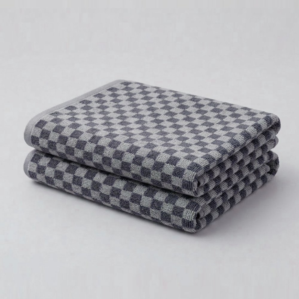 소프넬 선염 체커보드 바스 비치 타올 면 100% 450g 1p 130x70cm, 차콜그레이 - 상품 이미지