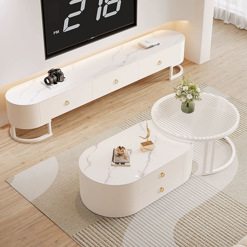 세라믹 거실테이블 대리석 인테리어 원형 탁자 템파보드 플랫 단일 120cm 80cm 레인보우 글라스 - 상세 이미지 3