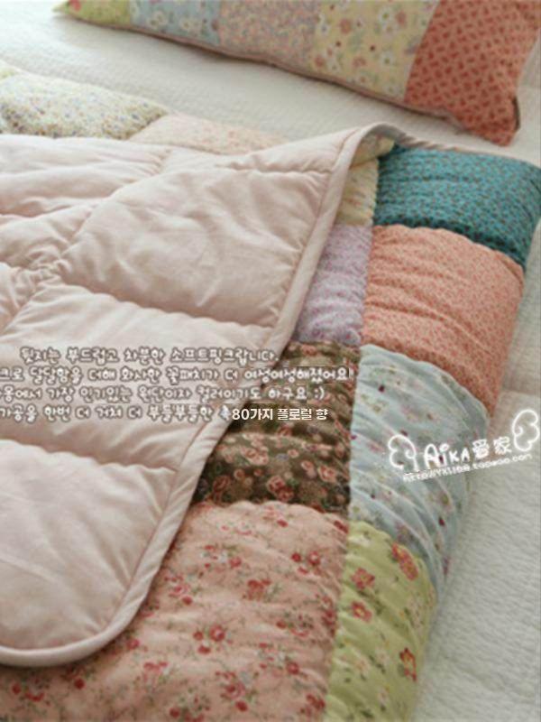 순면 핸드메이드 퀼팅 에어컨 이불 침대시트 겸용 수제 꽃무리 160x210cm 퀼팅 퀼트 - 상세 이미지 4
