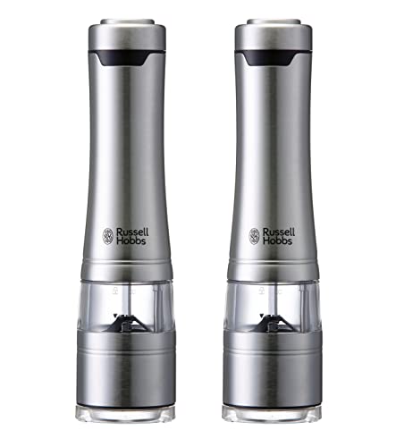 러셀홉스(Russell Hobbs) 전동 밀 소금 & 후추 2개입 7922JP 흑후추 암염 한 손 조작 결혼 선물 주방 가전 심플