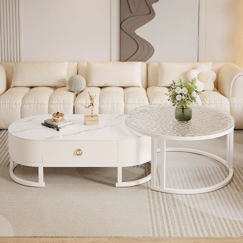 세라믹 거실테이블 대리석 인테리어 원형 탁자 템파보드 플랫 단일 120cm 80cm 레인보우 글라스 - 상세 이미지 2