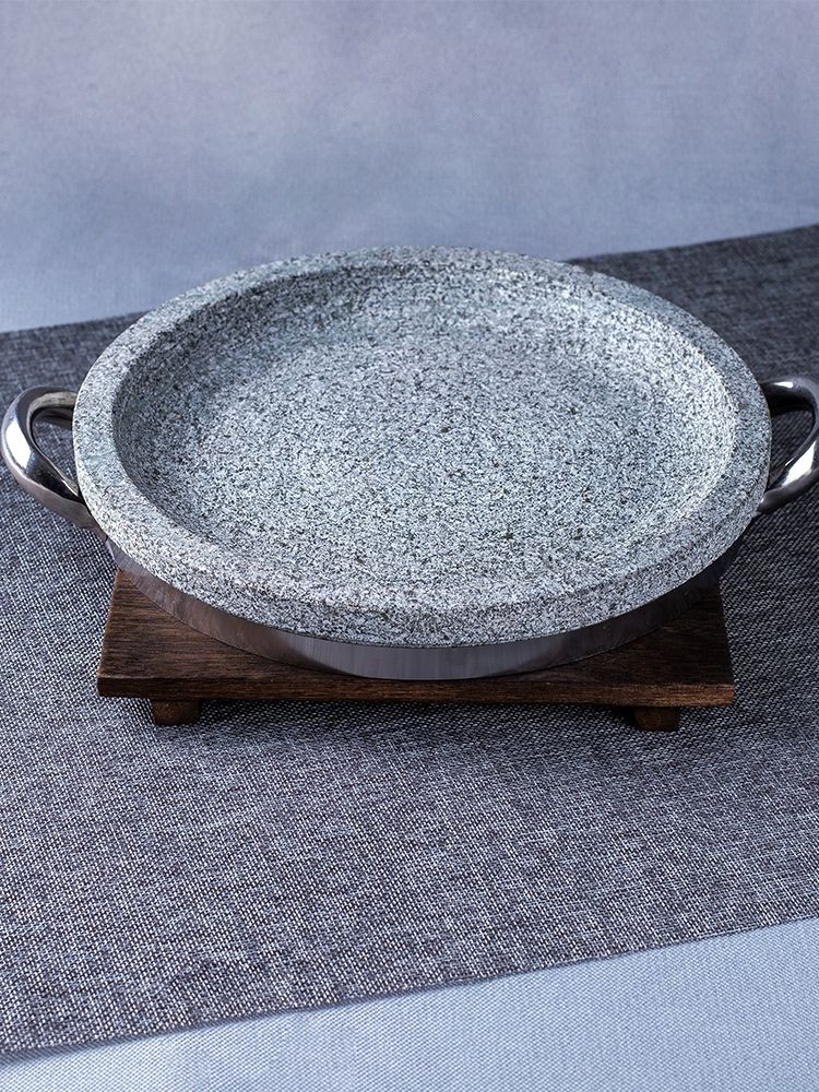 삽겸살 고기돌판 구이용 원형 돌판 맥반석 지름 22cm 높이 4cm 깊이 2cm - 상품 이미지