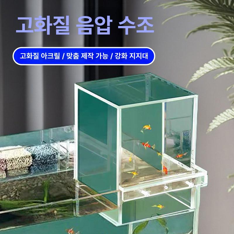 아크릴 소형 생태 거실 물고기 탁상용 미니 수조 장식 8 x 8x15 - 상세 이미지 3