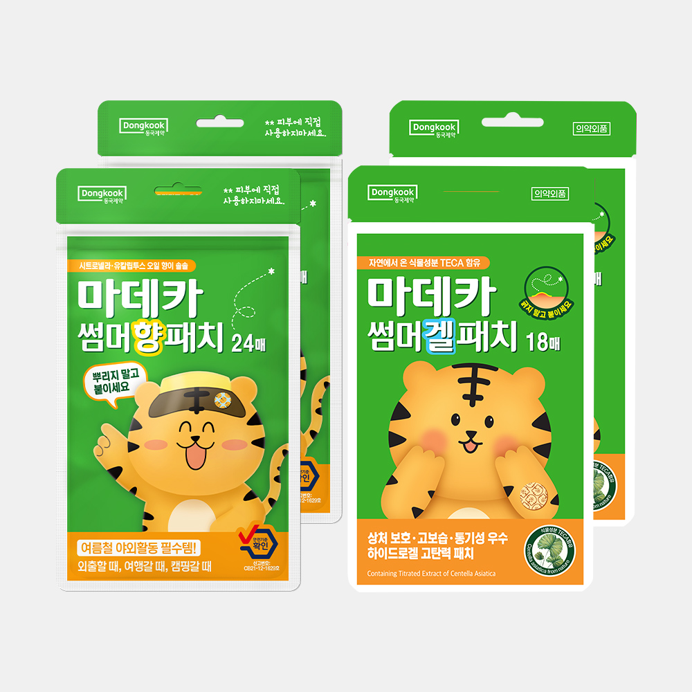 동국제약 마데카 썸머 향 패치 24매 x 2개 + 겔 패치 18매 x 2개 / 유아 어린이 모기 물렸을 때 벌레 물린데 밴드 캠핑 야외활동 스티커