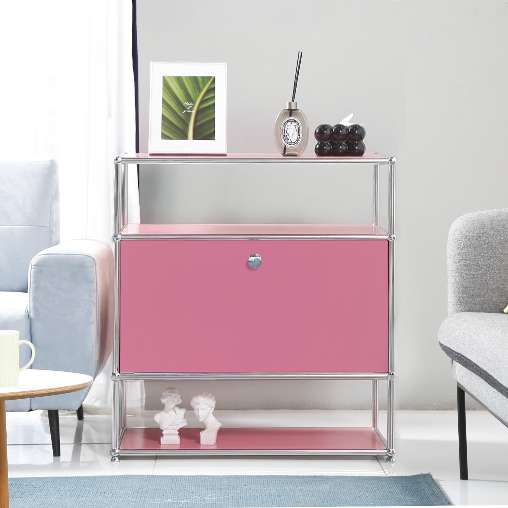이가페 미드센츄리 모듈거실장 모노 1x3 더블플로어 수납장 770x400x810mm, 3단, 화이트 - 상세 이미지 4