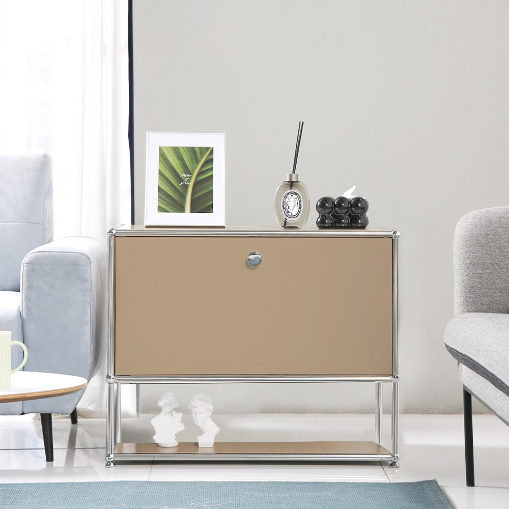 이가페 미드센츄리 모듈거실장 모노 1x2 다운플로어 수납장 770x400x620mm, 2단, 화이트 - 상세 이미지 4