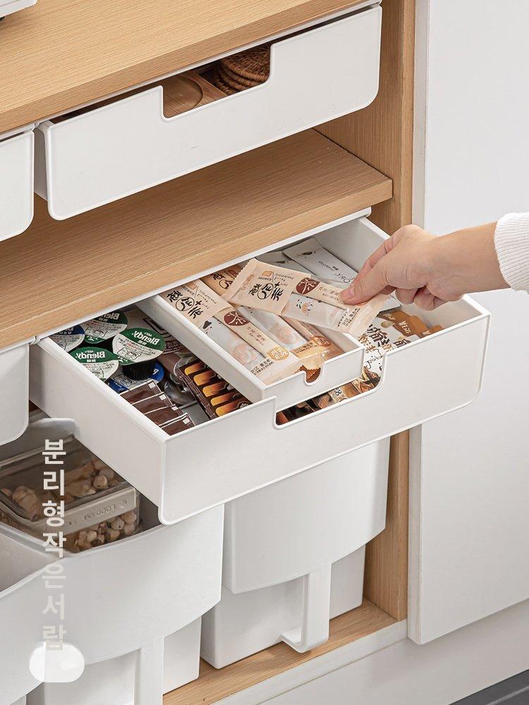 부착식 수납함 테이블 서랍 식탁 아래 정리함 보관함 소형 화이트 2개 세트 - 상세 이미지 3