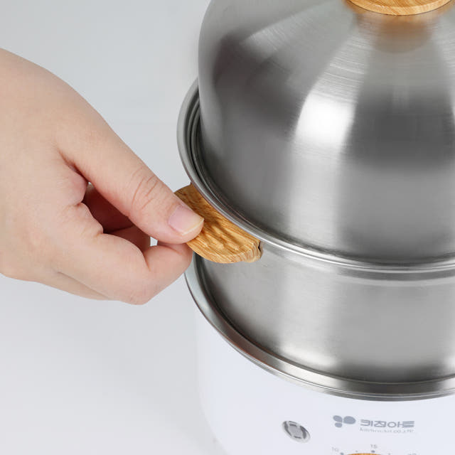 키친아트 2단 올스텐 계란찜기 타이머 전기 찜기 에그쿠커 만능 반숙 — 단 한 번의 조작으로 완벽한 계란찜 완성?