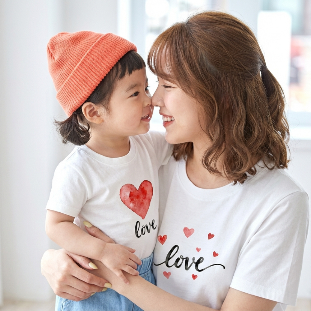 몽피마피 퐁퐁러브 가족티 패밀리룩 돌촬영 여행 사진의상 반팔 맨투맨 - 상세 이미지 4