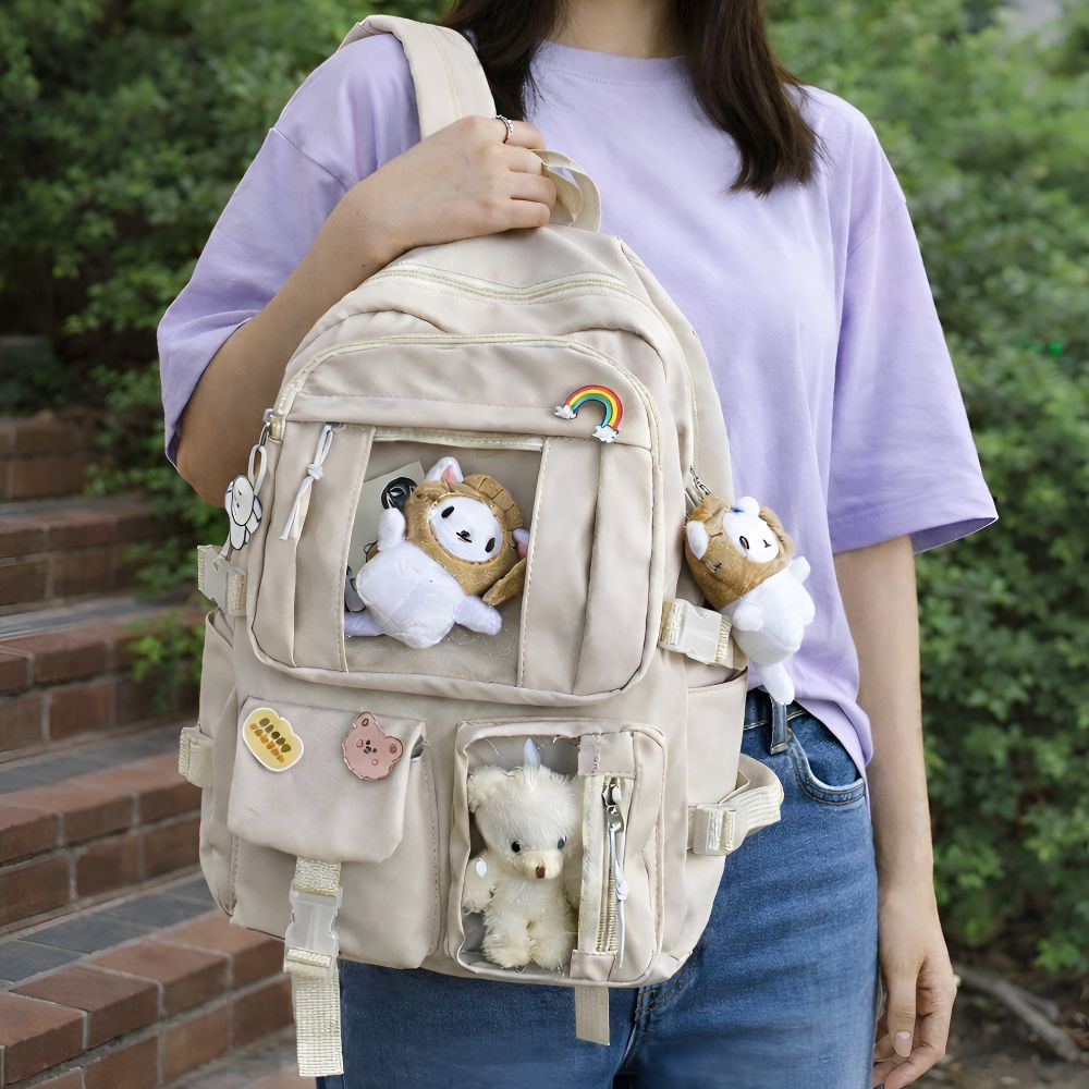 뒤로매는가방 여중생책가방 인형백팩 가벼운 데일리 - 상품 이미지