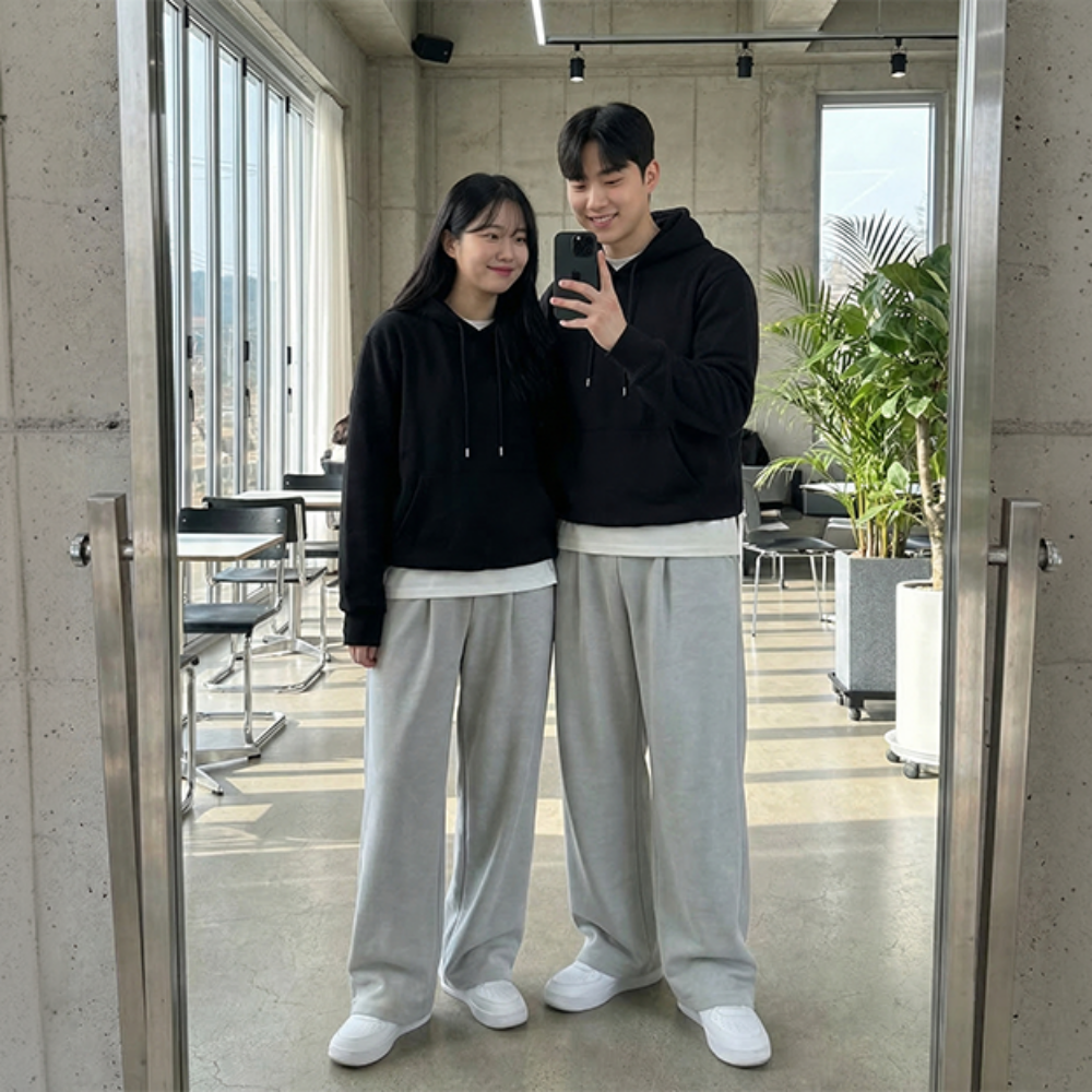 1+1 스웻팬츠 남자통바지 세미와이드팬츠 - 상세 이미지 2