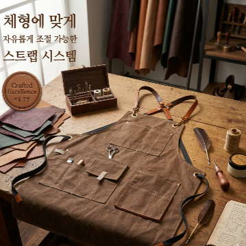전문가용 데님 앞치마 목공 미술 도예 남자 빅포켓 워크웨어 에이프런 이미지 8