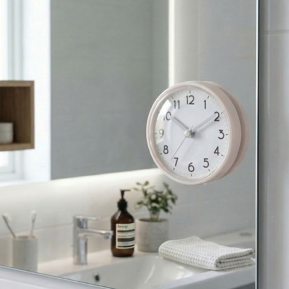 화장실 욕실 방수 시계 무타공 붙이는 부착 흡착 원형