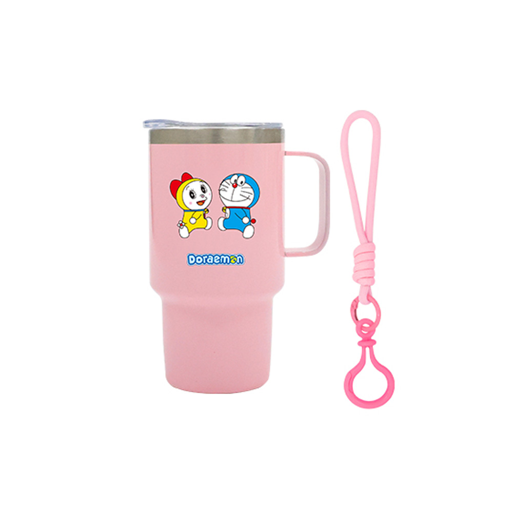 주니 스테인리스 도라에몽 미니 텀블러 X 스트랩 포함 120ml, 핑크, 1개 - 상품 이미지