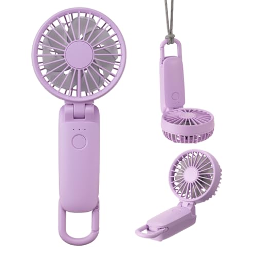 리듬(RHYTHM) [Amazon.co.jp 한정] 핸디팬 2025 대풍량 저소음 3WAY (손잡이 넥밴드 탁상용) [일본 제조사] 풍량 5단계 Type-C 대응 카라비너 및 스트랩 포함 소형 휴대용 선풍기 Silky Wind Mobile 3.2 퍼플 9ZFA41EZ12
