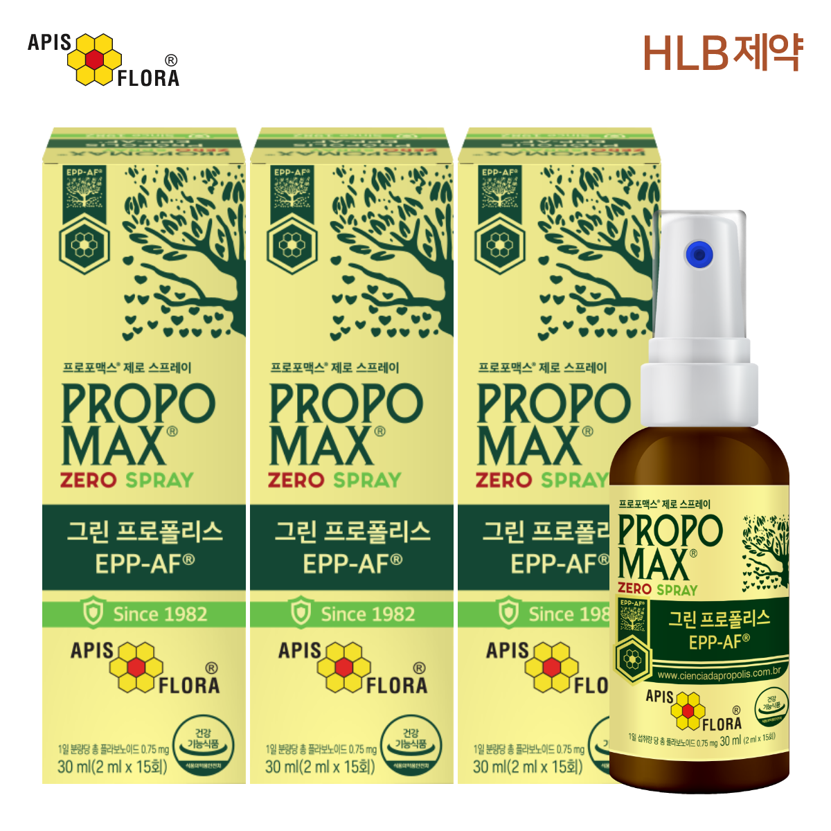 브라질 아피스플로라 프로포맥스 제로 스프레이 그린 프로폴리스 원액 30ml, 3개 제품 이미지