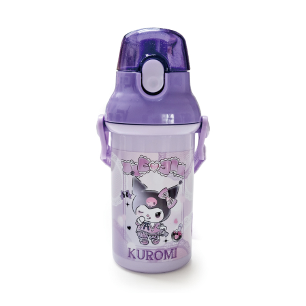 산리오 캐릭터 원터치 어린이 물병 어깨끈 유치원 소풍 물통 400ml, 쿠로미 - 상세 이미지 2