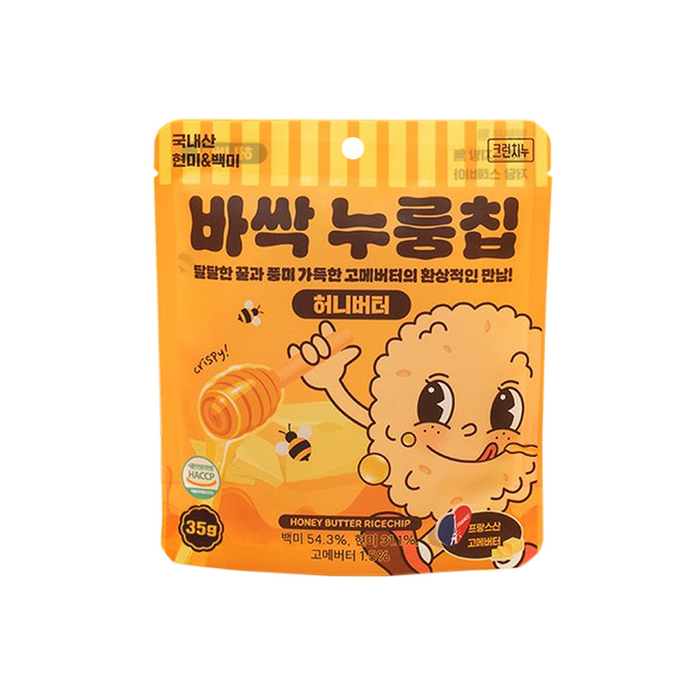 [국산안심재료] 국내산 쌀로 구운 바삭 누룽칩 맛있는 누룽지 현미 얇은 누룽지 칩 간식 허니버터맛, 35g, 1개 - 상세 이미지 4