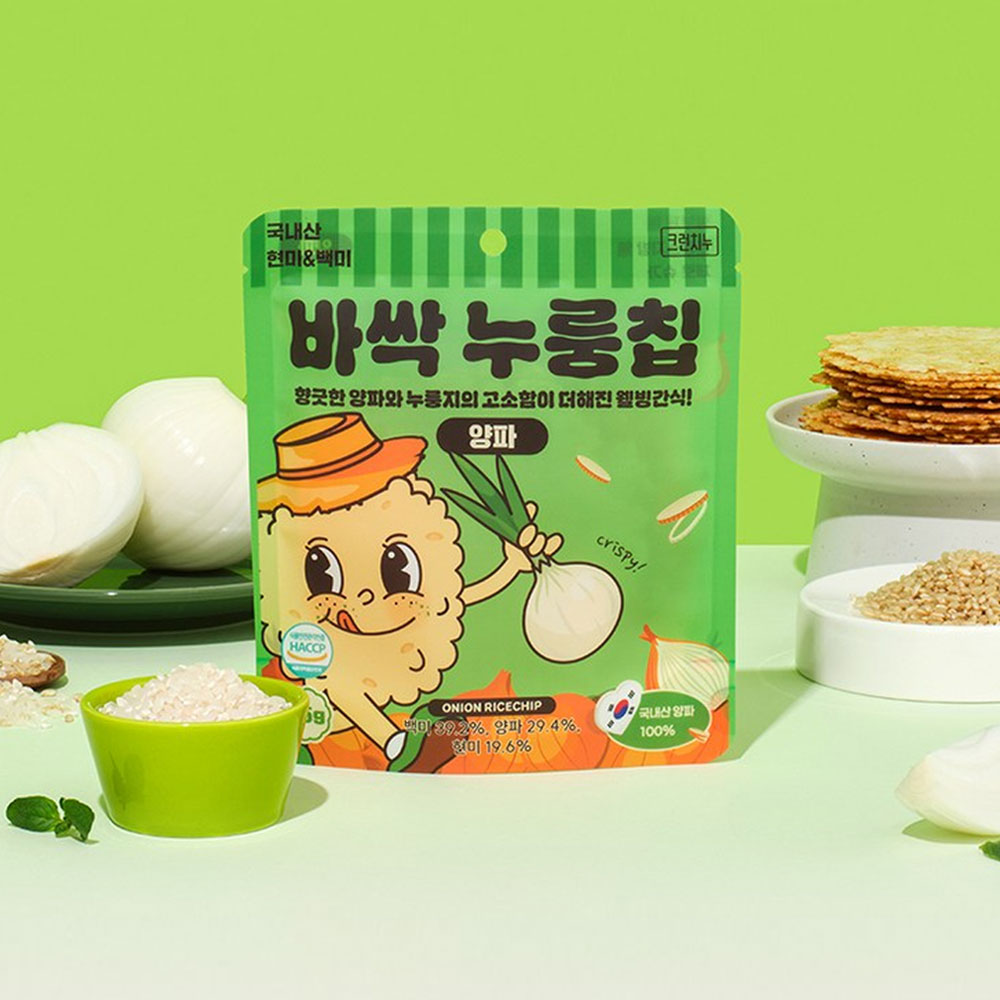 [국산안심재료] 국내산 쌀로 구운 바삭 누룽칩 맛있는 누룽지 현미 얇은 누룽지 칩 간식 양파맛, 35g, 1개 - 상세 이미지 2