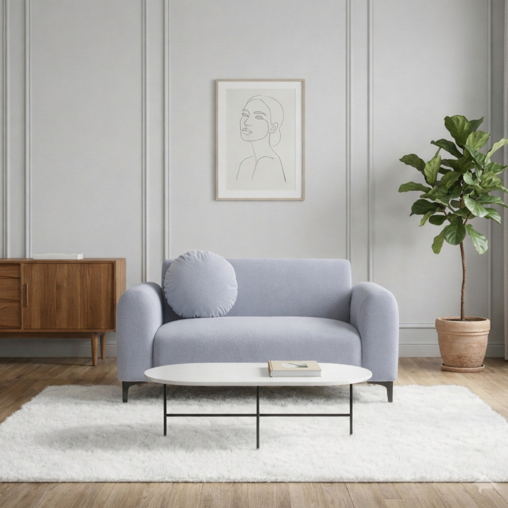 [방문설치] 라임 코모도 아쿠아텍스 패브릭 2인 쇼파 스툴미포함, 핑크