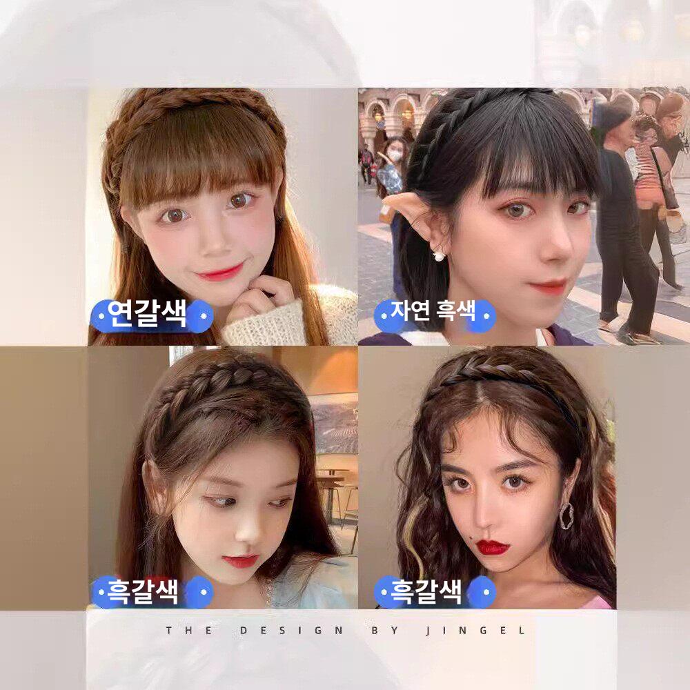땋은 트위드 벼 머리장식 인조 꽈배기 머리띠 헤어밴드 - 상세 이미지 3