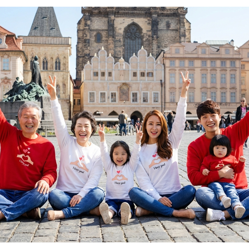 몽피마피 사랑뿅뿅 가족티 패밀리룩 돌촬영 여행 사진의상 반팔 맨투맨 이미지 8