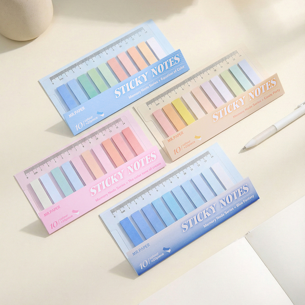 인덱스 스티커 메모지 체크포인트 북마크 메모잇 10칼라 200매 다꾸 NIVORY - 상품 이미지