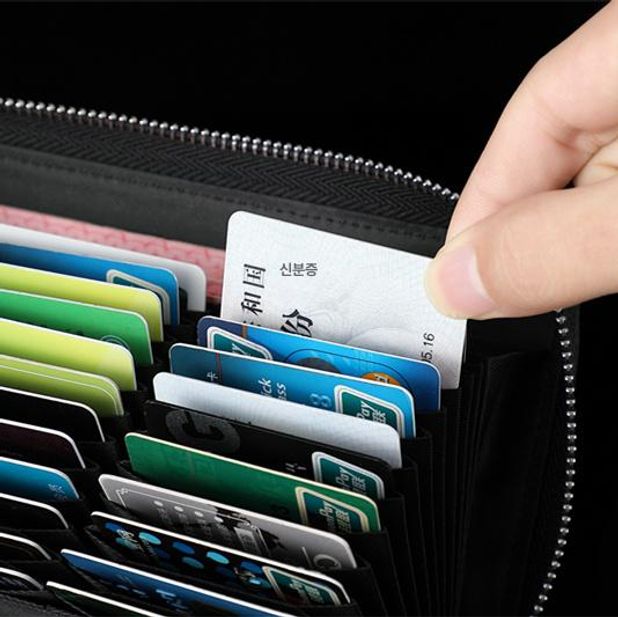 명함지갑 대용량 천연 가죽 신용 카드 보관 지갑 남녀 공용 비즈니스 RFID 홀 카드지갑 - 상세 이미지 3
