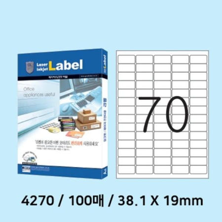 컴퓨토용지 예현 전산라벨 code 4270 38.1 x 70칸 100매 19mm