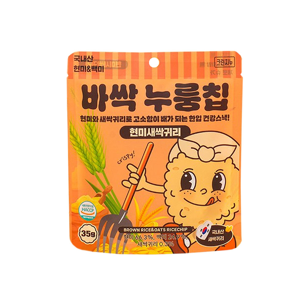 [국산안심재료] 국내산 쌀로 구운 바삭 누룽칩 맛있는 누룽지 현미 얇은 누룽지 칩 간식 귀리맛, 35g, 1개 - 상세 이미지 5