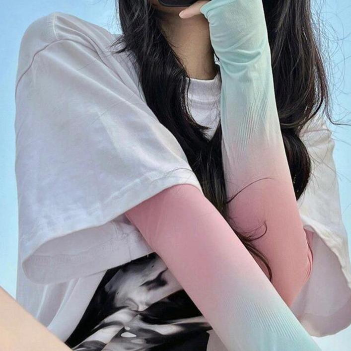 헐렁한팔토시 차량용 운전 쿨토시 손등 가리개 투톤 러닝 암슬리브 - 상세 이미지 2