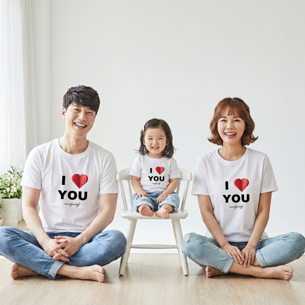 몽피마피 차곡차곡 가족티 패밀리룩 돌촬영 여행 사진의상 반팔 맨투맨 - 상세 이미지 2