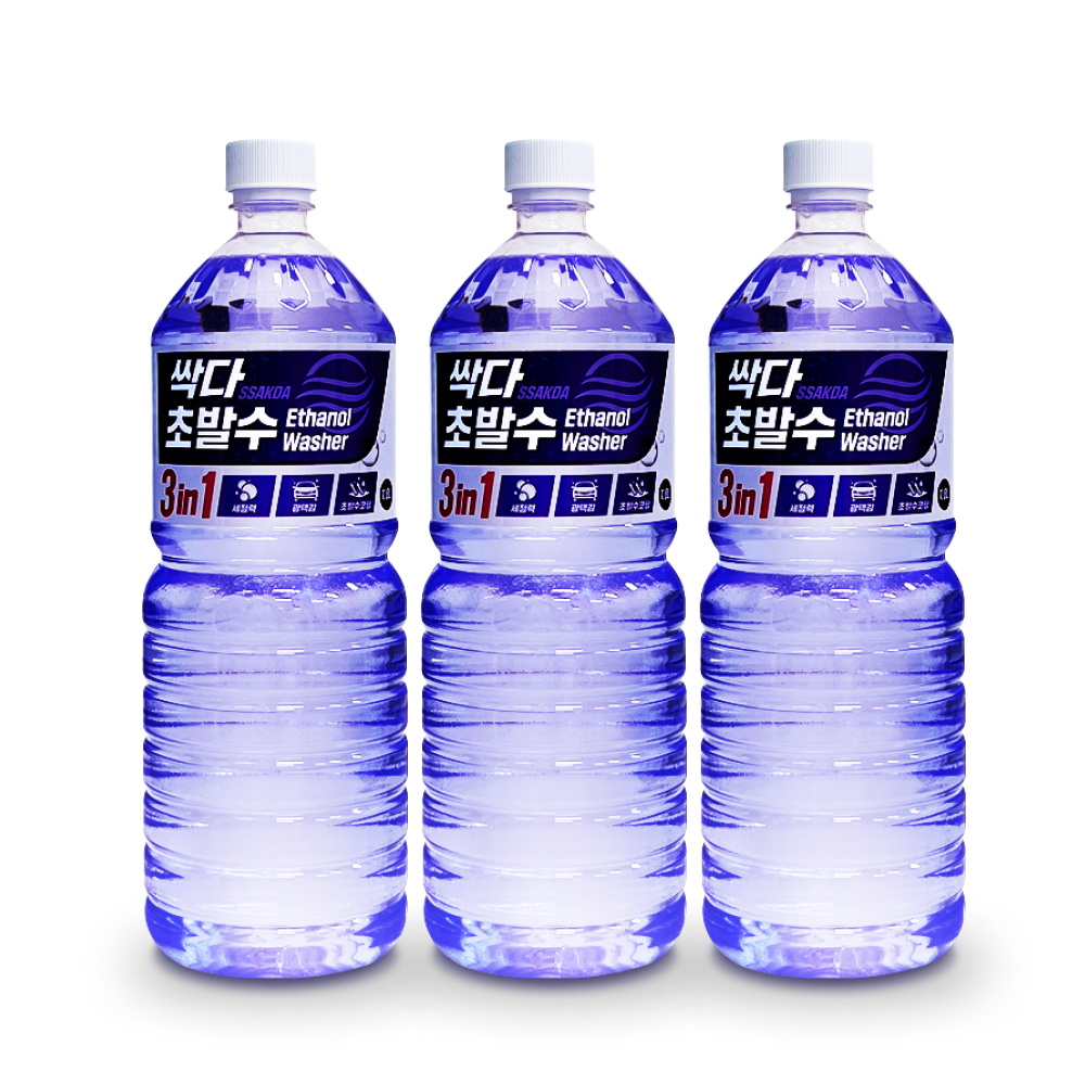 3+3 싹다 3in1 초발수코팅 워셔액 에탄올 강력한 세정 광택 사계절 1.8L 6개 - 상세 이미지 3