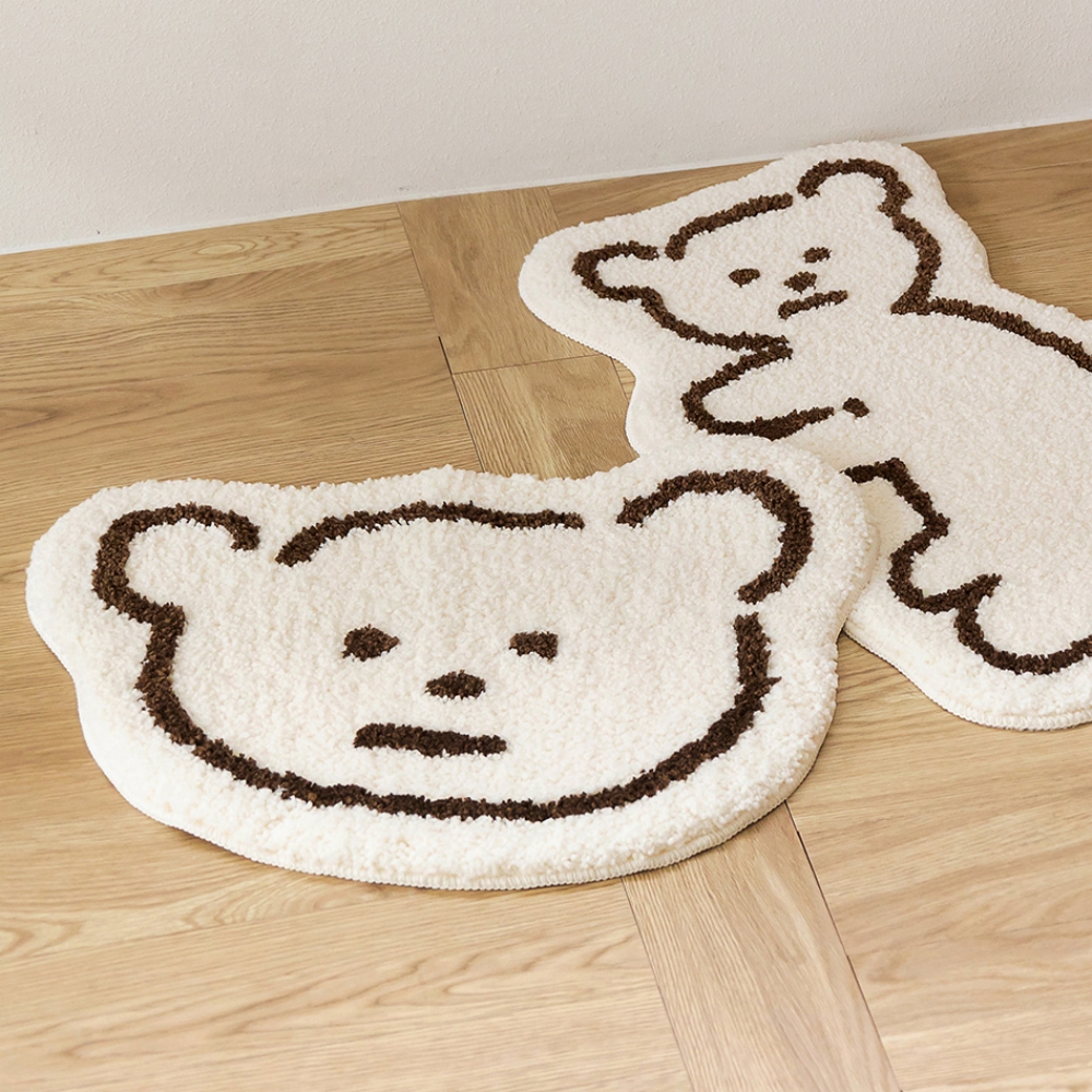 곰돌이 발매트 현관 주방 싱크대 욕실 침대밑 러그 논슬립 로마네 발판 베어 페이스, 56x42.8cm - 상세 이미지 5