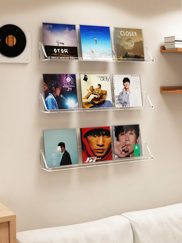 투명 아크릴 벽선반 벽걸이 인테리어 선반 CD 앨범 진열대 A.2개+무타공못 - 상세 이미지 2